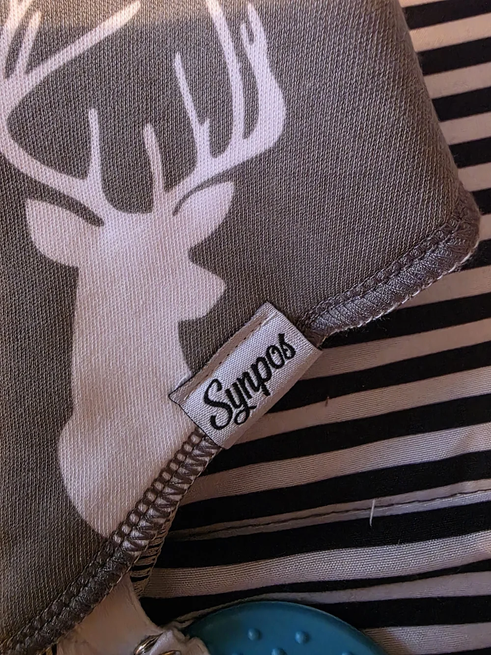 Set Of 4 Neutral Chevron Baby Bandana Drool Bib with Teether - Black & White